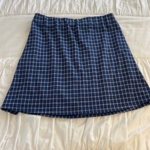 Plaid Navy Blue Seamless Skirt